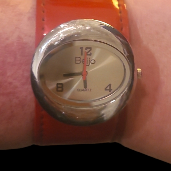 Vintage Beijo Slap Bracelet Watch Red and Black 90s ish - Picture 2 of 5